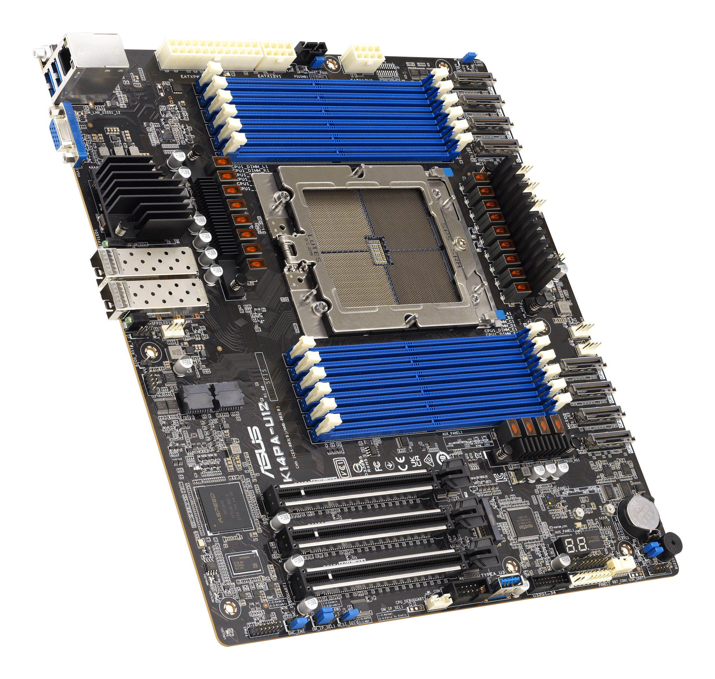 ASUS K14PA-U12 - Carte-mère - SSI CEB - AMD pas de processeur - Socket SP5 - 2 x 25 Gigabit LAN - carte graphique embarquée