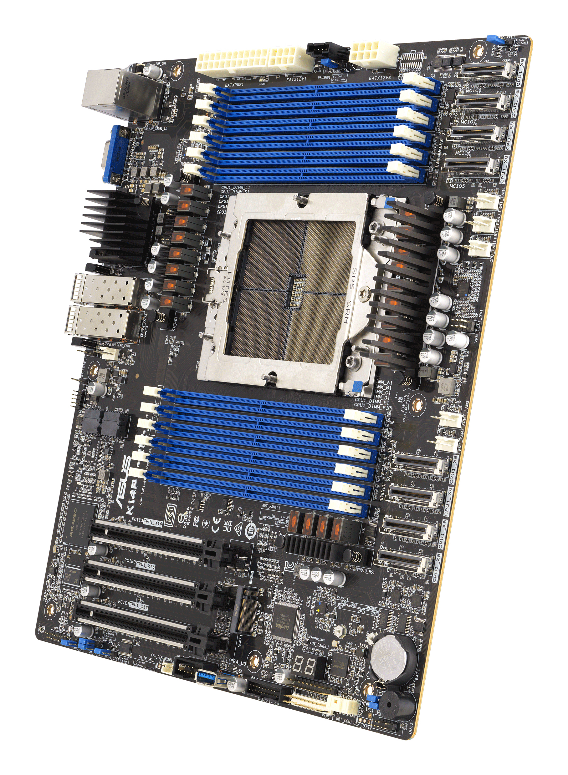ASUS K14PA-U12 - Carte-mère - SSI CEB - AMD pas de processeur - Socket SP5 - 2 x 25 Gigabit LAN - carte graphique embarquée