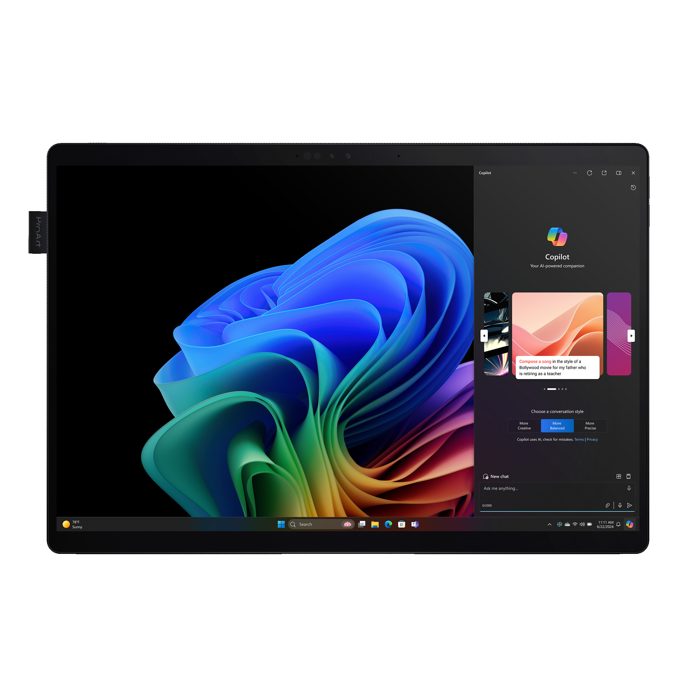ASUS ProArt PZ13 OLED HT5306QA-LX006X - Tablette - avec clavier détachable - Snapdragon X Plus - X1P-42-100 / jusqu'à 3.4 GHz - Win 11 Pro - Qualcomm Adreno - 16 Go RAM - 1 To SSD NVMe - 13.3" OLED écran tactile 2880 x 1800 (3K) - Wi-Fi 7, Bluetooth - noi
