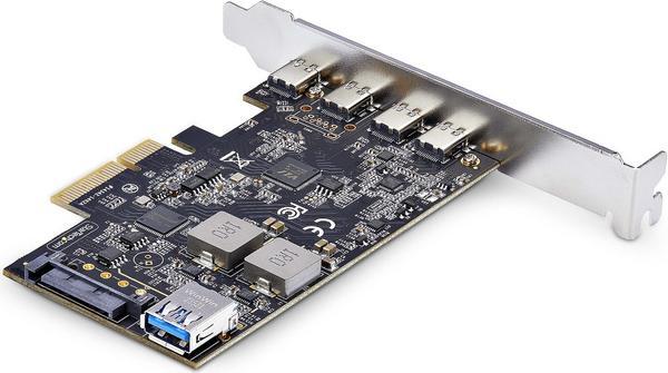 StarTech.com Carte PCIe USB à 5 Ports, USB 3.2 10Gbps, 4x USB-C/1x USB-A - Adaptateur USB - PCIe 3.0 x4 - USB-C 3.2 Gen 1 x 4 + USB 3.2 Gen 1 x 1 - noir