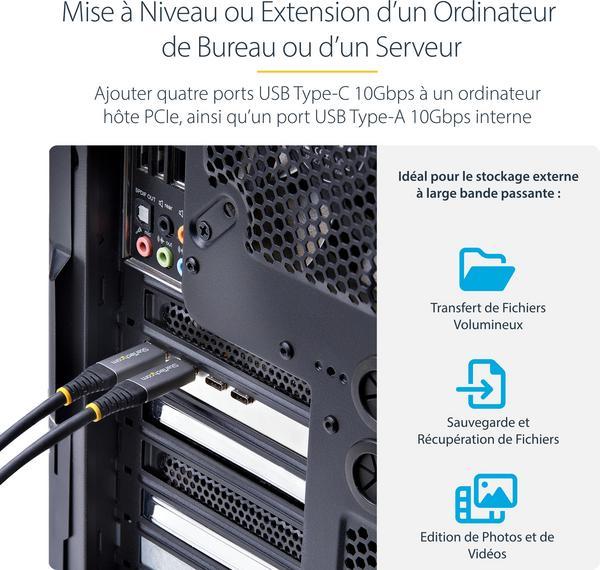 StarTech.com Carte PCIe USB à 5 Ports, USB 3.2 10Gbps, 4x USB-C/1x USB-A - Adaptateur USB - PCIe 3.0 x4 - USB-C 3.2 Gen 1 x 4 + USB 3.2 Gen 1 x 1 - noir