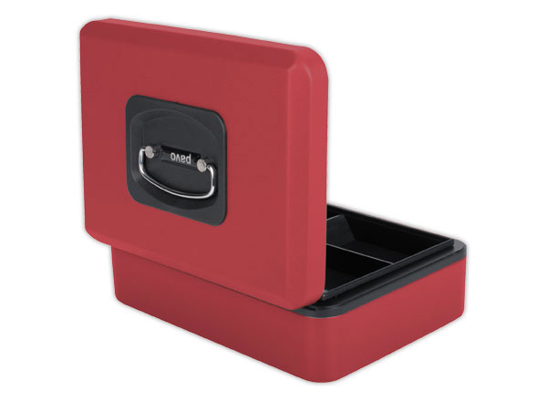 1 Caissette à monnaie 3 compartiments ouverture bouton poussoir rouge