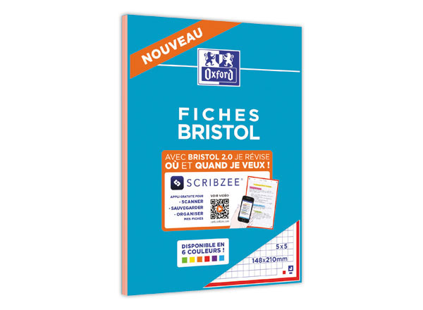 1 Bloc 30 feuilles de fiches bristol rouge A5 5x5