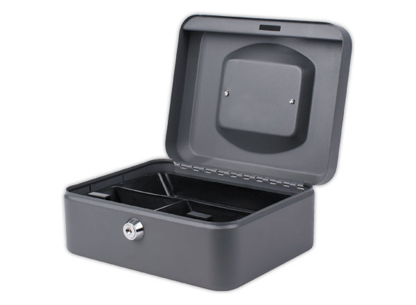 1 Caissette à monnaie avec serrure cylindrique 20cm gris