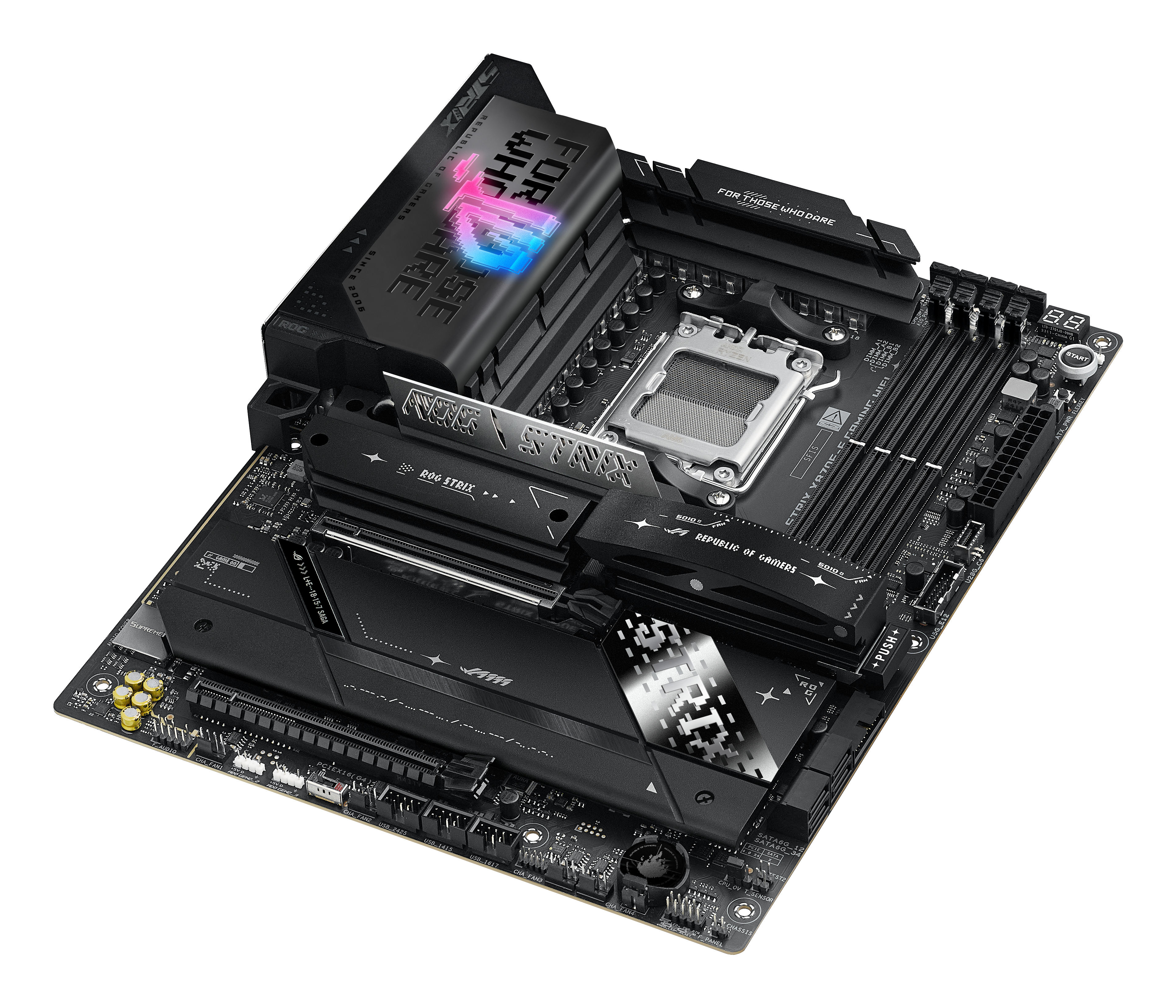 ASUS ROG STRIX X870E-E GAMING WIFI - Carte-mère - ATX - Socket AM5 - AMD X870E Chipset - USB4, USB-C 3.2 Gen 2x2, USB-C 3.2 Gen2, USB 3.2 Gen 2, USB 3.2 Gen 1 - Wi-Fi 7, 5 Gigabit Ethernet, Bluetooth - carte graphique embarquée (unité centrale requise) -