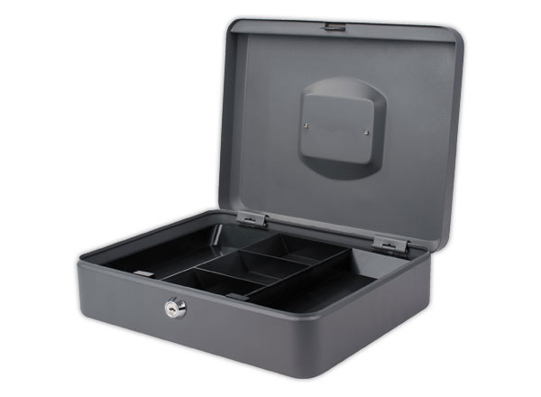 1 Caissette à monnaie avec serrure cylindrique 30cm gris