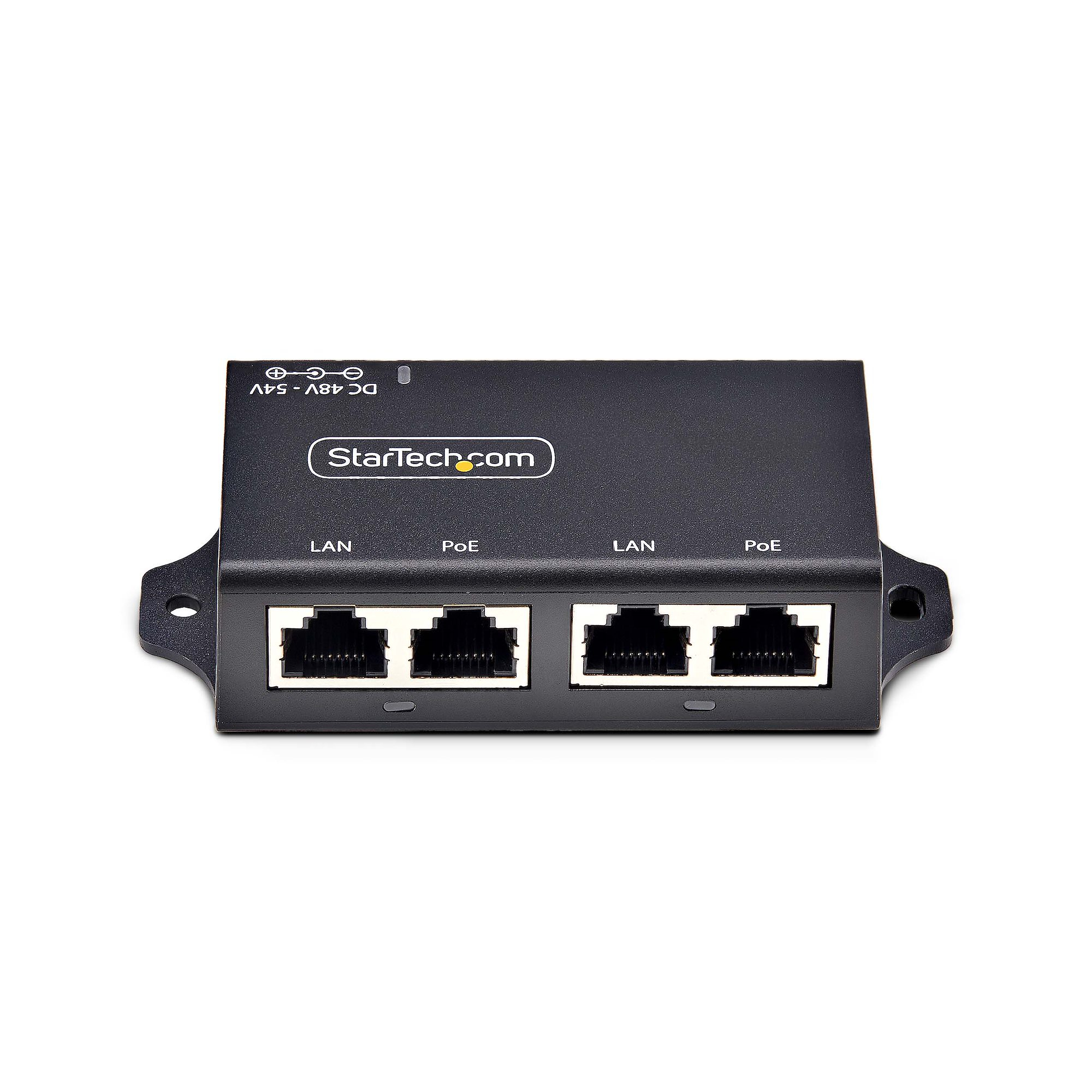 StarTech.com 2-Port Gigabit PoE+ Injector, PoE/PoE+ (802.3af/802.3at) 30W - Injecteur de puissance - non géré en ligne - DC 48 - 52 V - 30 Watt - connecteurs de sortie : 2 - noir