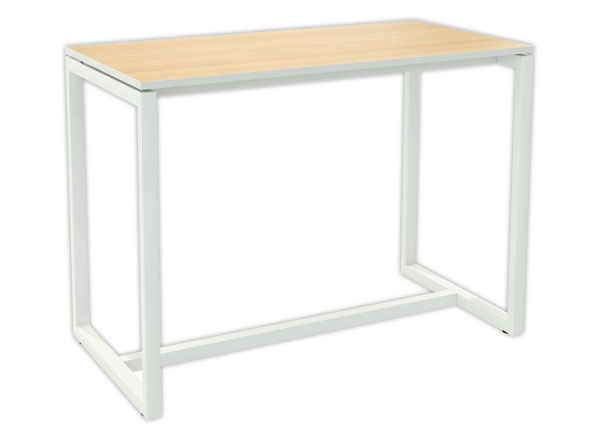 1 Table haute EASYDESK 150 x 75 CM pied blanc plateau hêtre