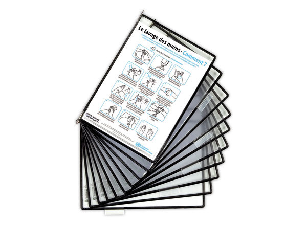 1 10 poches à pivot antimicrobiennes Acier noir