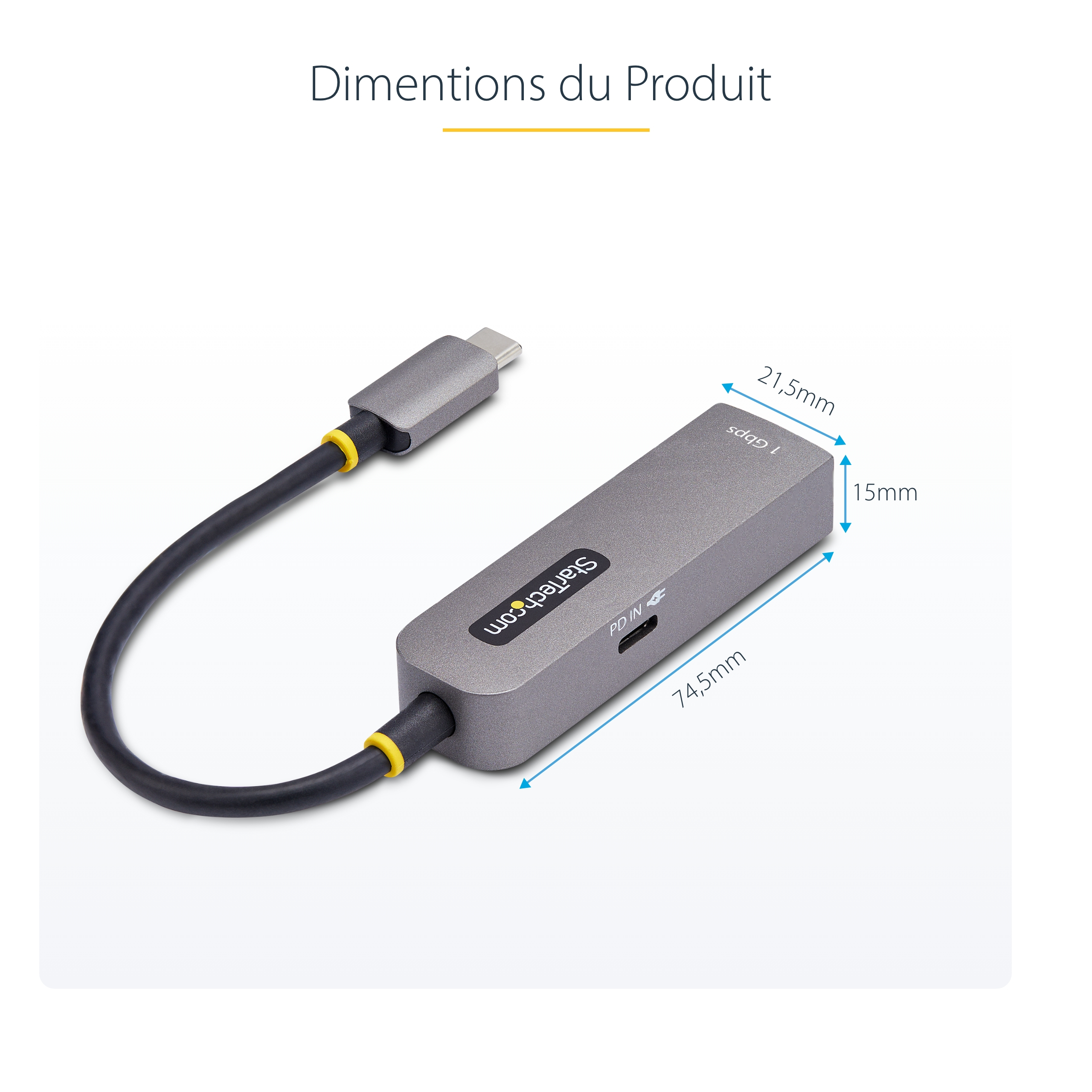 StarTech.com USB-C to Ethernet Adapter, NIC, 1Gbps - Adaptateur réseau - USB-C 3.2 Gen 1 - Gigabit Ethernet + USB-C 3.2 Gen 1 - gris sidéral
