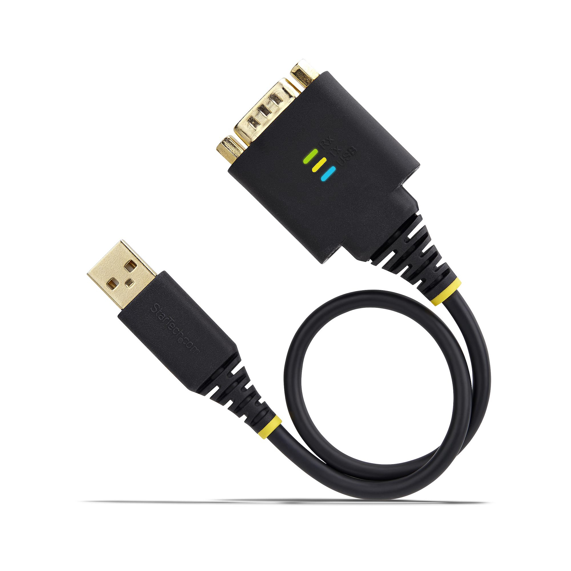 StarTech.com 1ft (30cm) USB to Serial Adapter Cable, COM Retention, RS232 - Câble USB / série - USB (M) pour DB-9 (M) vissable - 30.5 cm - robuste, moulé