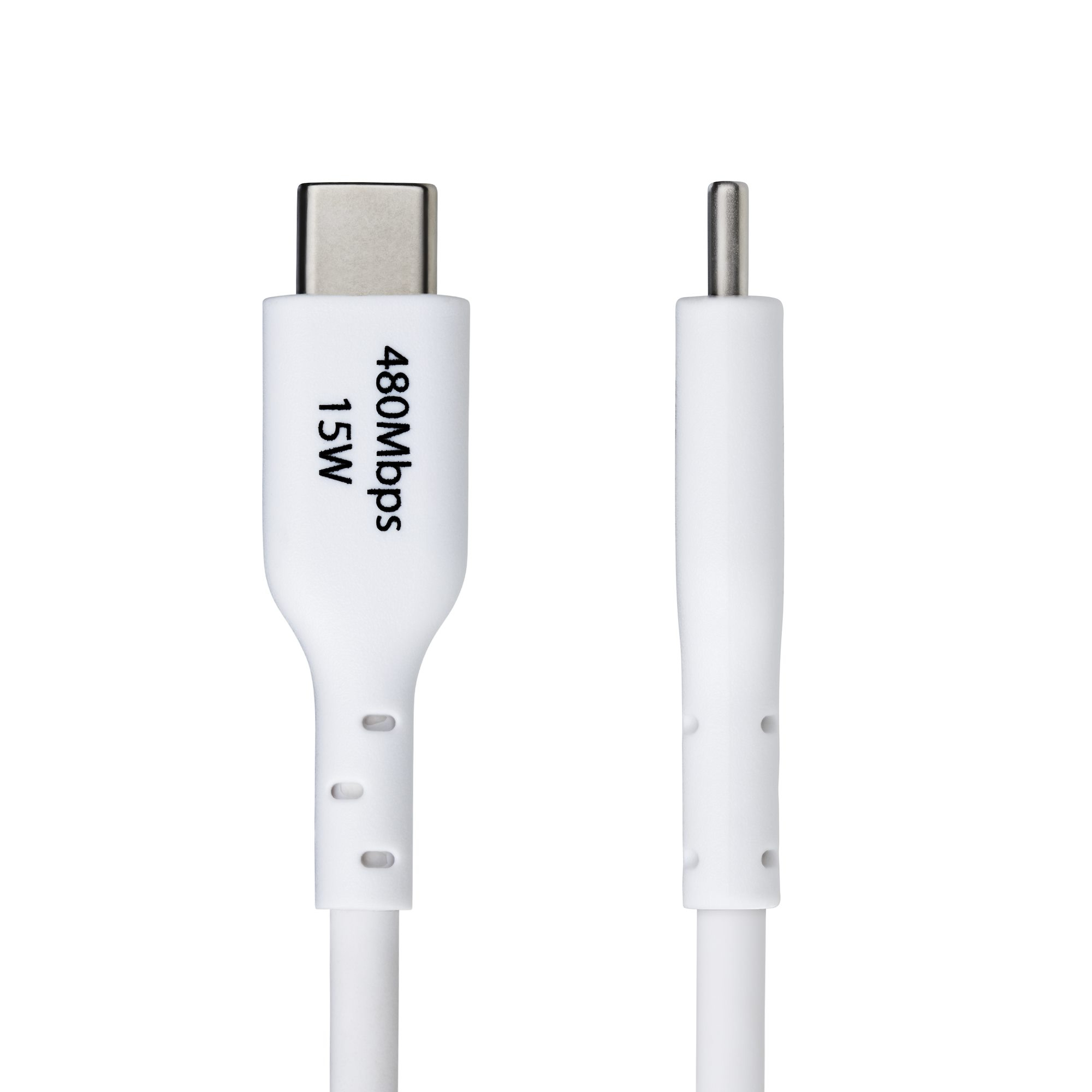 StarTech.com 2m (6.6ft) White USB-A to USB-C Charging Cable/Cord, M/M - Câble USB - USB (M) pour 24 pin USB-C (M) - USB 2.0 - 3 A - 2 m - charge et synchronisation, sans halogène, passif, USB Fast Charge (15W) - blanc