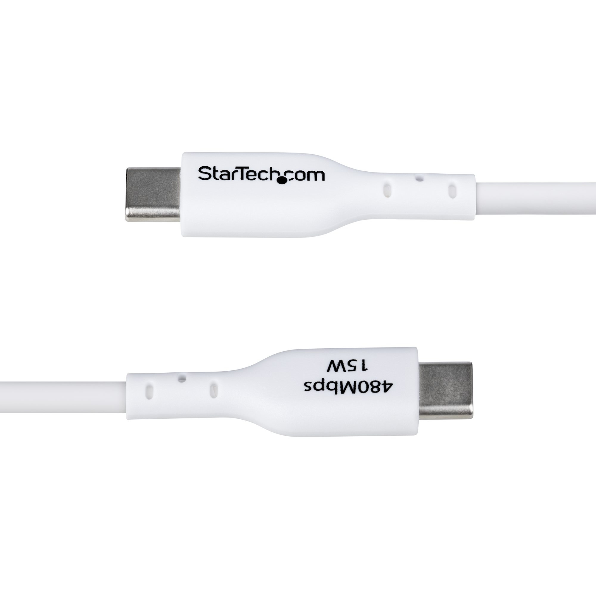 StarTech.com 2m (6.6ft) White USB-A to USB-C Charging Cable/Cord, M/M - Câble USB - USB (M) pour 24 pin USB-C (M) - USB 2.0 - 3 A - 2 m - charge et synchronisation, sans halogène, passif, USB Fast Charge (15W) - blanc