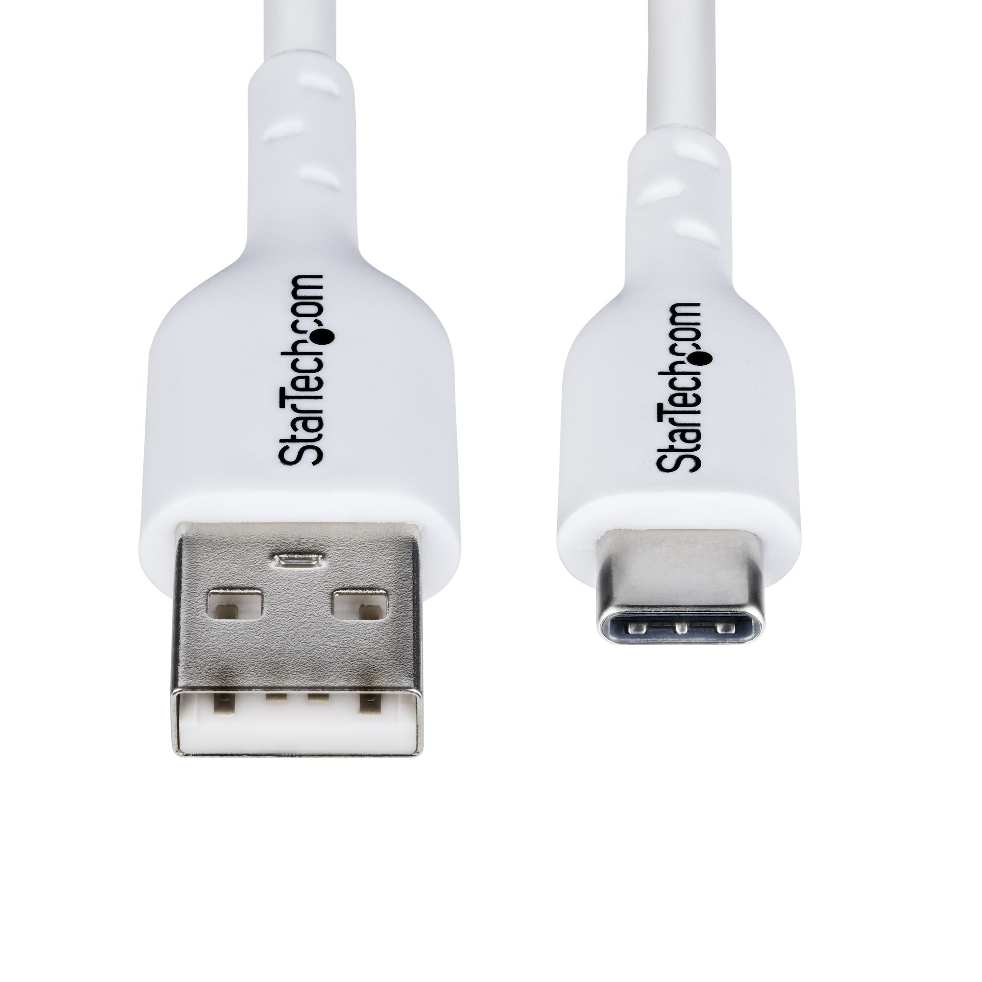StarTech.com 2m (6.6ft) White USB-A to USB-C Charging Cable/Cord, M/M - Câble USB - USB (M) pour 24 pin USB-C (M) - USB 2.0 - 3 A - 2 m - charge et synchronisation, sans halogène, passif, USB Fast Charge (15W) - blanc