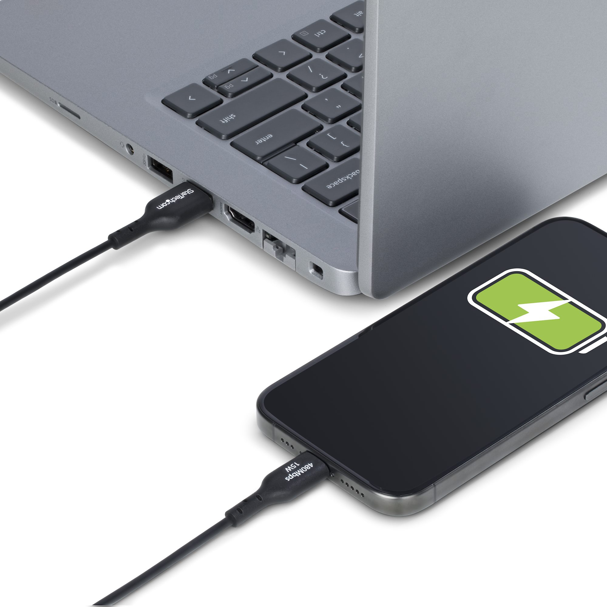 StarTech.com 3m (9.8ft) USB-A to USB-C Charging Cable, Charger Cord, M/M - Câble USB - USB (M) pour 24 pin USB-C (M) - USB 2.0 - 3 A - 3 m - charge et synchronisation, sans halogène, passif, USB Fast Charge (15W) - noir