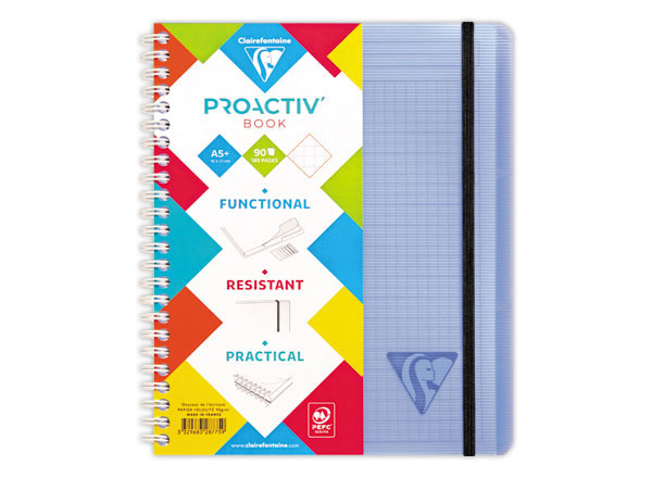 1 Cahier spirale Proactiv' Book A5+ 180 pages, 5X5, 90g