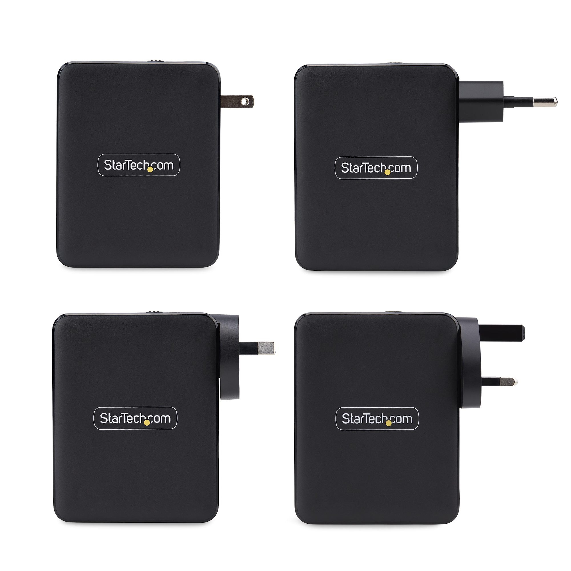 StarTech.com 140W USB-C Wall Charger, USB-C/USB-A, PD GaN Power Adapter - Adaptateur secteur - technologie GaN - 140 Watt - 5 A - Power Delivery 3.1 - 4 connecteurs de sortie (USB, 3 x USB-C) - noir