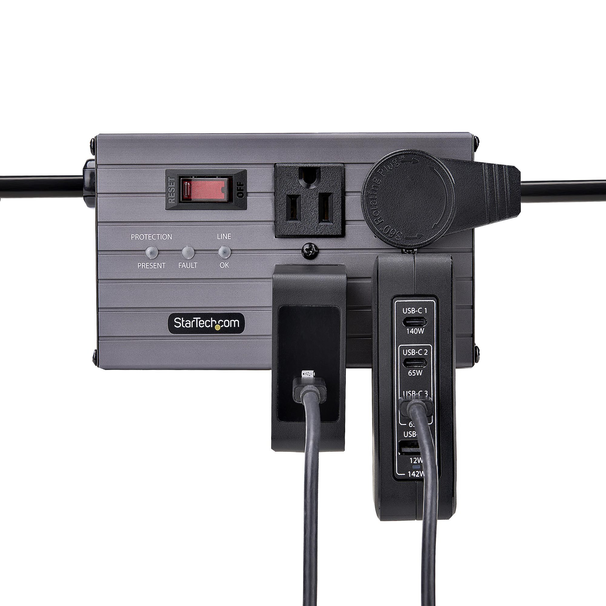 StarTech.com 140W USB-C Wall Charger, USB-C/USB-A, PD GaN Power Adapter - Adaptateur secteur - technologie GaN - 140 Watt - 5 A - Power Delivery 3.1 - 4 connecteurs de sortie (USB, 3 x USB-C) - noir