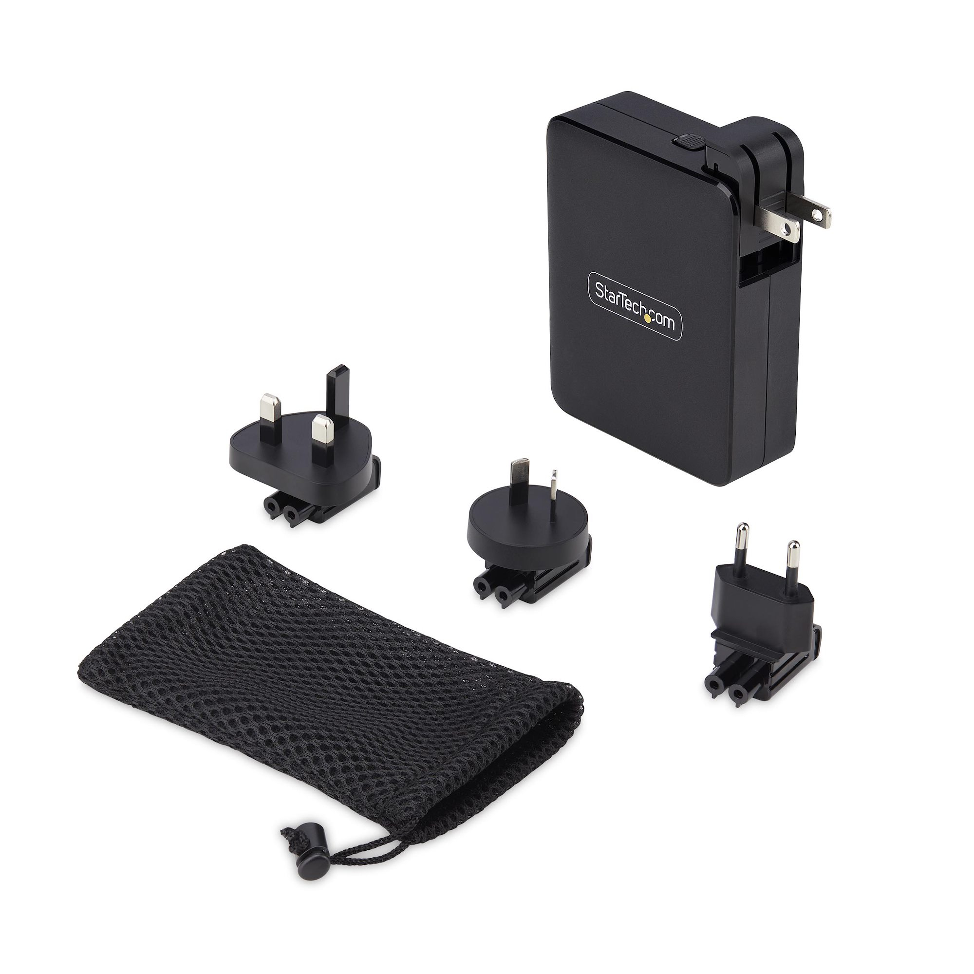 StarTech.com 140W USB-C Wall Charger, USB-C/USB-A, PD GaN Power Adapter - Adaptateur secteur - technologie GaN - 140 Watt - 5 A - Power Delivery 3.1 - 4 connecteurs de sortie (USB, 3 x USB-C) - noir