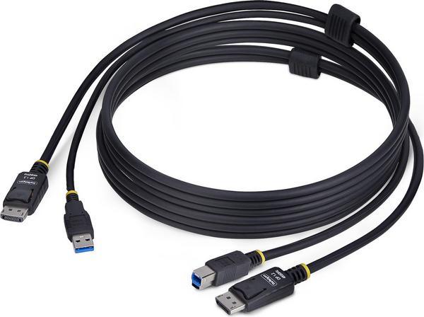 StarTech.com 6ft (1.8m) DisplayPort and USB 5Gbps KVM Cable - Câble clavier / vidéo / souris (KVM) - DisplayPort, USB type A (M) pour DisplayPort, USB Type B (M) - 1.8 m - support pour 4K60Hz, prise en charge de HDR10 - noir