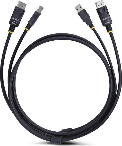StarTech.com 6ft (1.8m) DisplayPort and USB 5Gbps KVM Cable - Câble clavier / vidéo / souris (KVM) - DisplayPort, USB type A (M) pour DisplayPort, USB Type B (M) - 1.8 m - support pour 4K60Hz, prise en charge de HDR10 - noir