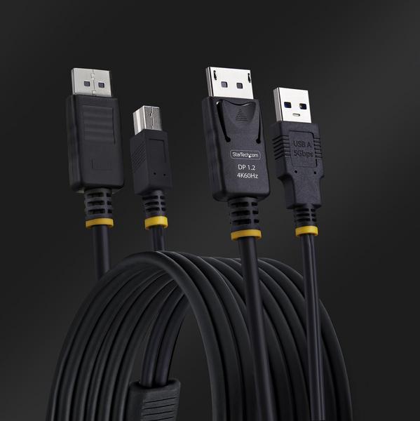 StarTech.com 6ft (1.8m) DisplayPort and USB 5Gbps KVM Cable - Câble clavier / vidéo / souris (KVM) - DisplayPort, USB type A (M) pour DisplayPort, USB Type B (M) - 1.8 m - support pour 4K60Hz, prise en charge de HDR10 - noir