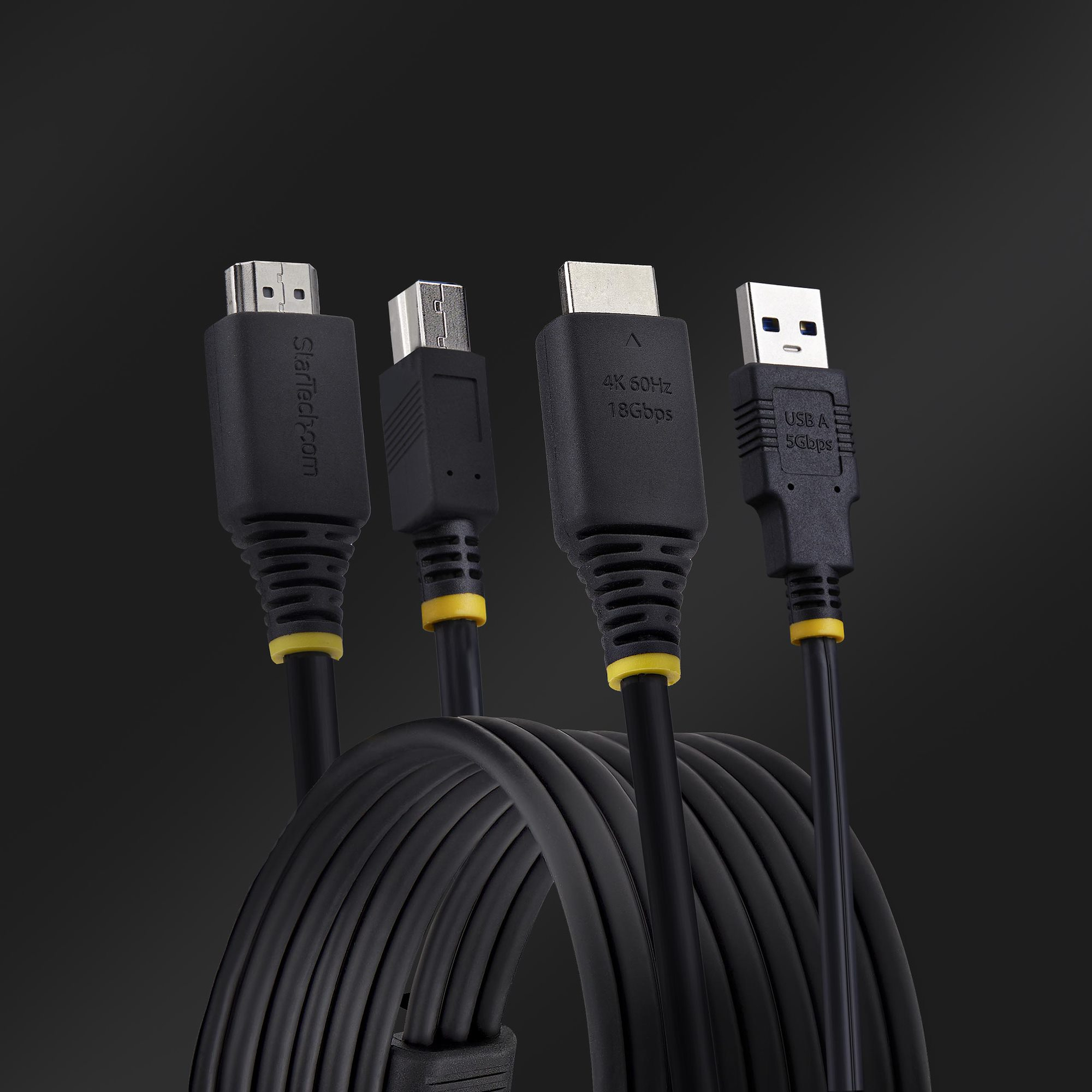 StarTech.com 6ft (1.8m) HDMI and USB 5Gbps KVM Cable - Câble clavier / vidéo / souris (KVM) - HDMI, USB type A (M) pour HDMI, USB Type B (M) - 1.8 m - support pour 4K60Hz, prise en charge de HDR10 - noir