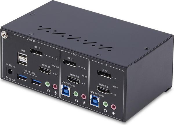 StarTech.com 2-Port Dual-Monitor DisplayPort en HDMI KVM Switch, 4K 60Hz - Commutateur écran-clavier-souris/audio/USB - 2 x KVM / audio / USB - 1 utilisateur local - de bureau - Conformité TAA