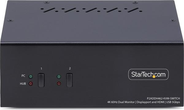 StarTech.com 2-Port Dual-Monitor DisplayPort en HDMI KVM Switch, 4K 60Hz - Commutateur écran-clavier-souris/audio/USB - 2 x KVM / audio / USB - 1 utilisateur local - de bureau - Conformité TAA
