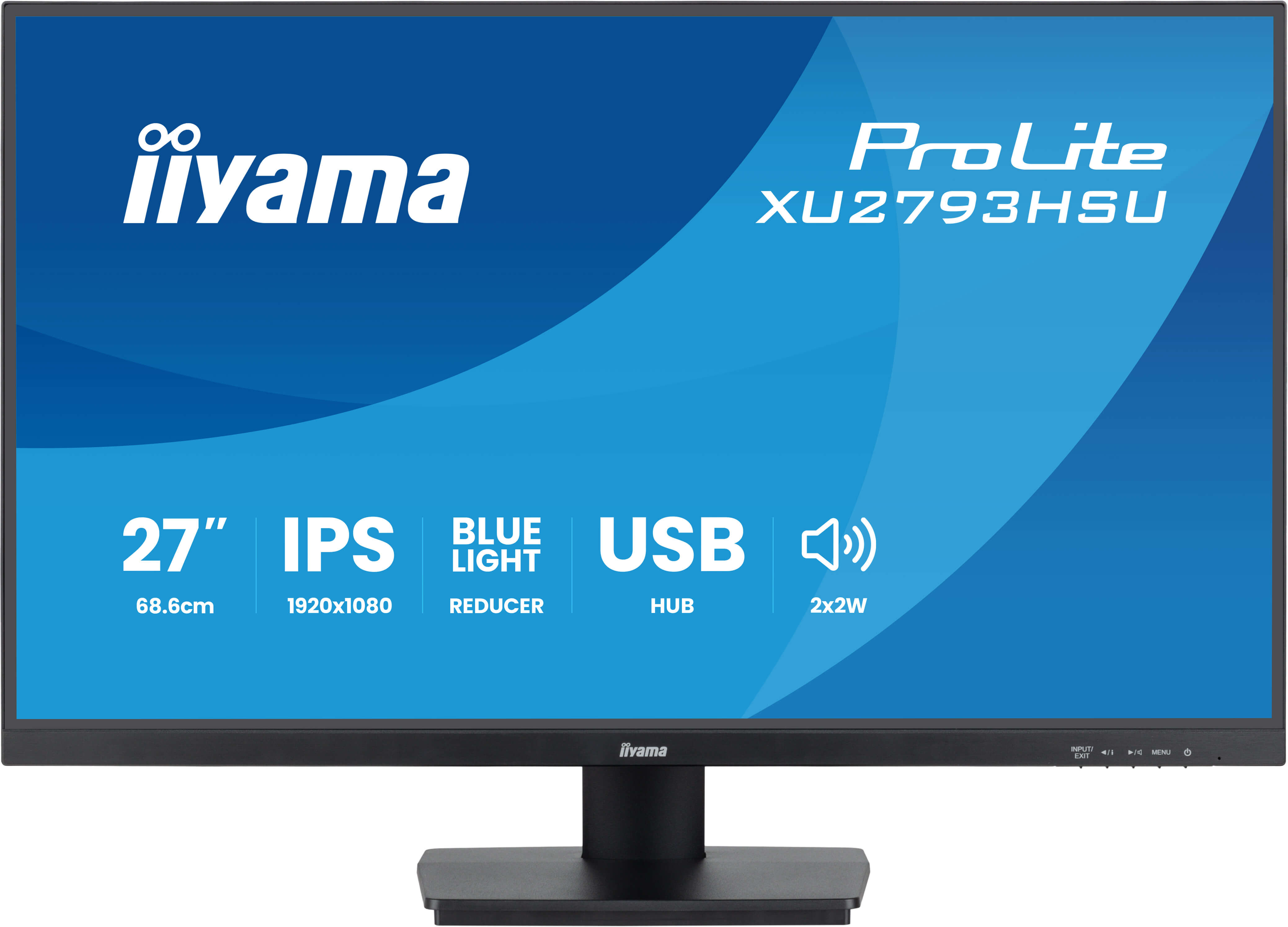 iiyama ProLite XU2793HSU-B7 - Écran LED - 27" - 1920 x 1080 Full HD (1080p) @ 75 Hz - IPS - 300 cd/m² - 1300:1 - 1 ms - HDMI, DisplayPort - haut-parleurs - noir, mat