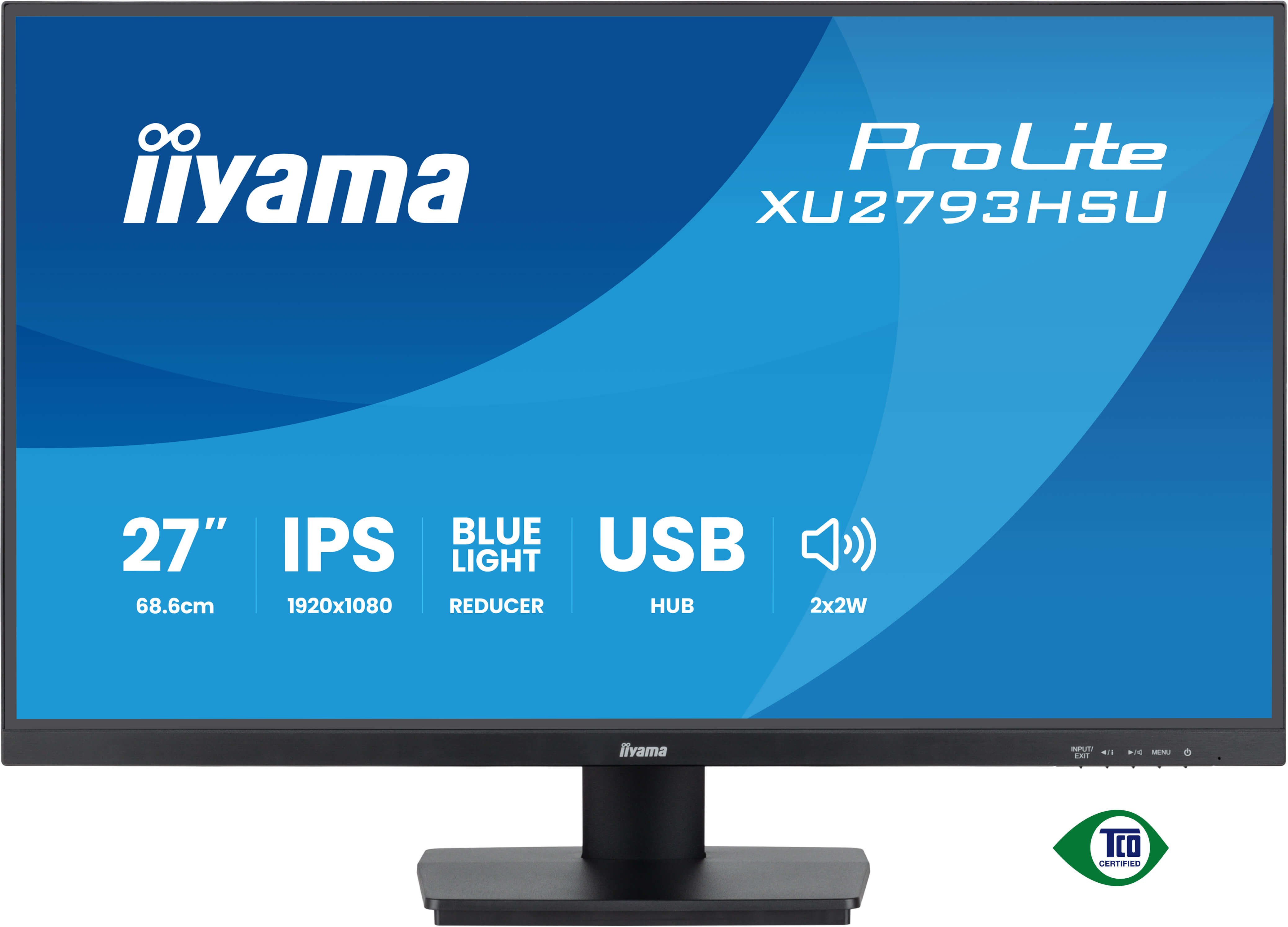 iiyama ProLite XU2793HSU-B7 - Écran LED - 27" - 1920 x 1080 Full HD (1080p) @ 75 Hz - IPS - 300 cd/m² - 1300:1 - 1 ms - HDMI, DisplayPort - haut-parleurs - noir, mat