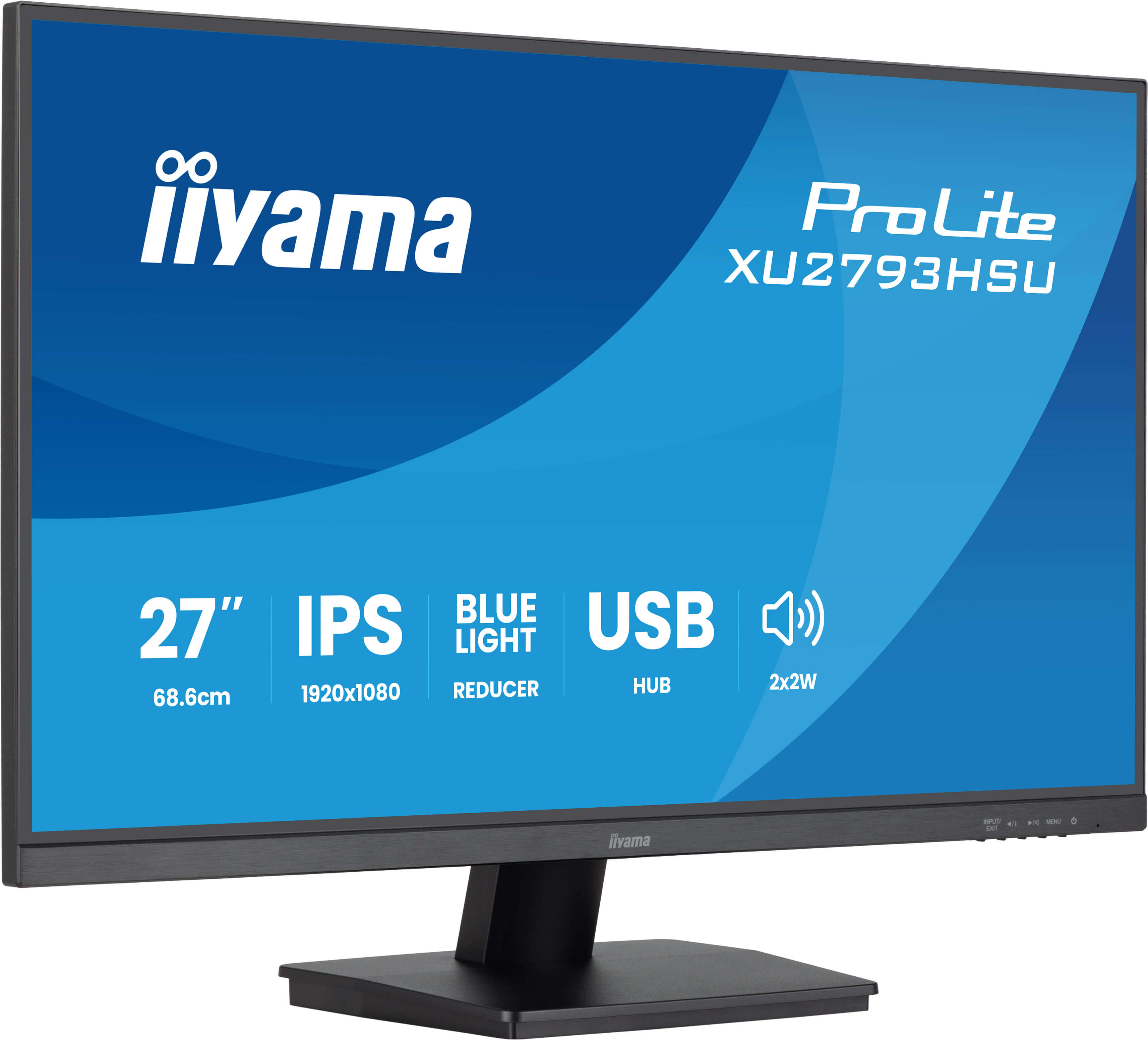 iiyama ProLite XU2793HSU-B7 - Écran LED - 27" - 1920 x 1080 Full HD (1080p) @ 75 Hz - IPS - 300 cd/m² - 1300:1 - 1 ms - HDMI, DisplayPort - haut-parleurs - noir, mat