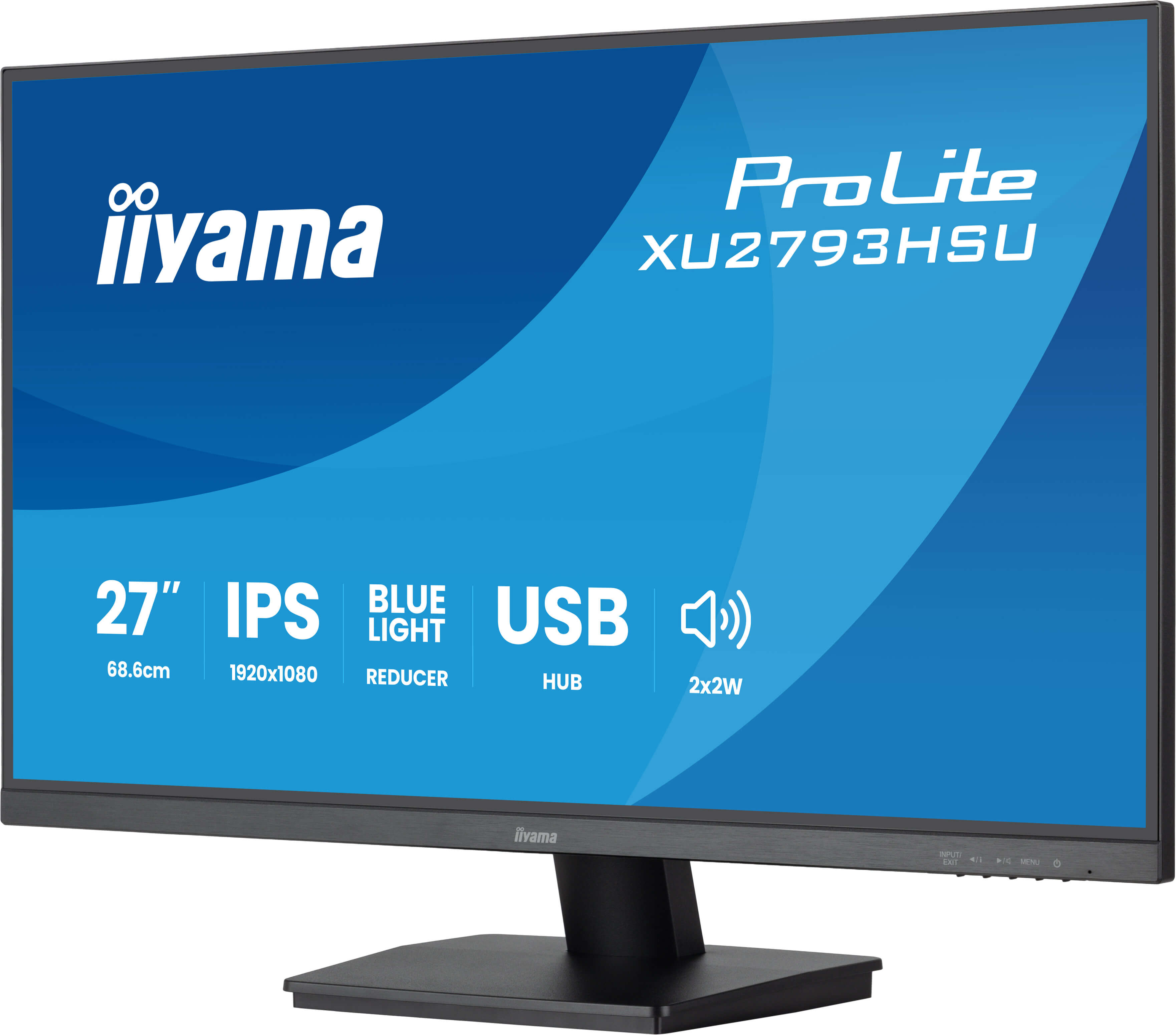 iiyama ProLite XU2793HSU-B7 - Écran LED - 27" - 1920 x 1080 Full HD (1080p) @ 75 Hz - IPS - 300 cd/m² - 1300:1 - 1 ms - HDMI, DisplayPort - haut-parleurs - noir, mat