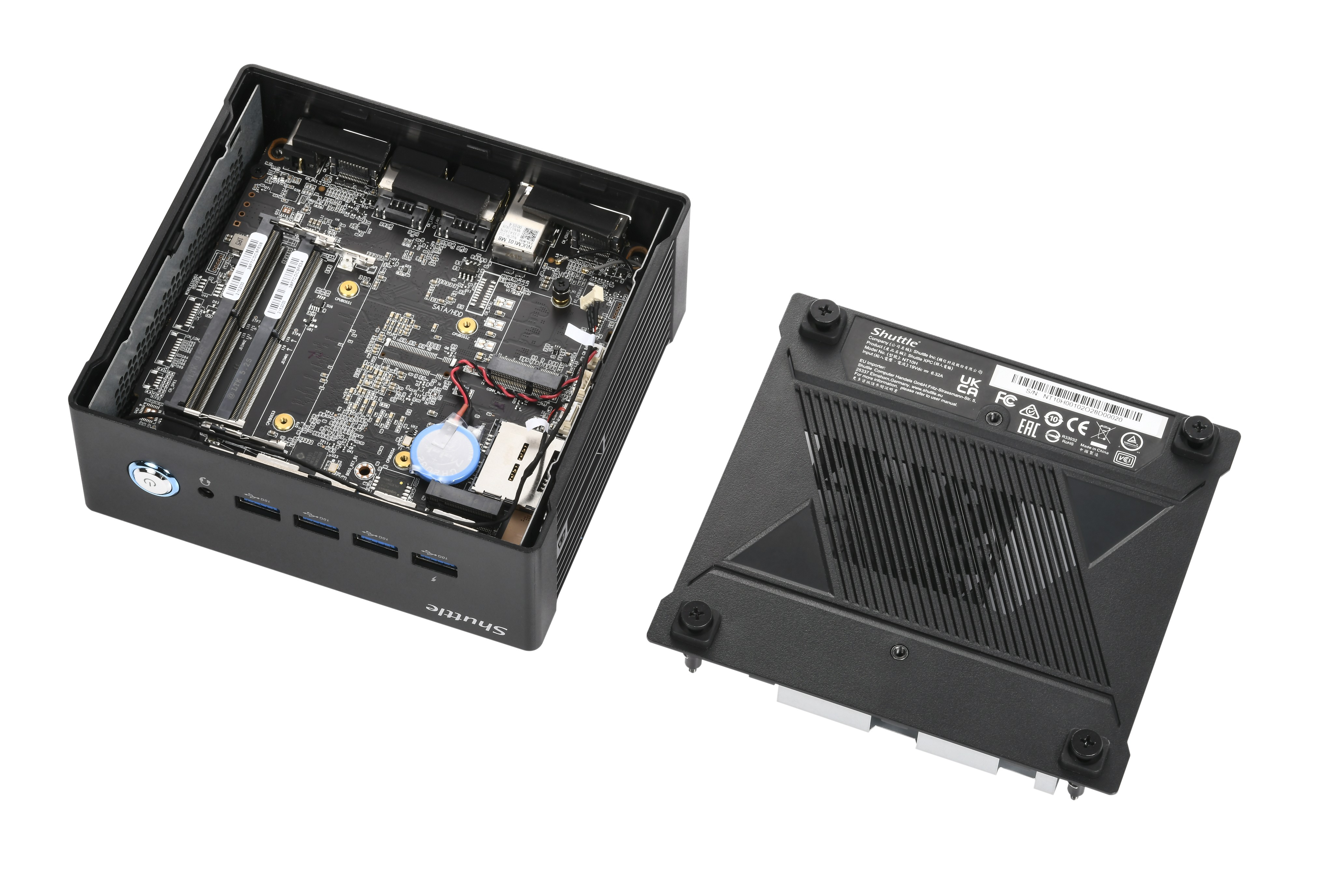 Shuttle XPC nano NT10H5 - Barebone - mini PC 1 x Core Ultra 5 125H / jusqu'à 4.5 GHz - RAM 0 Go - Intel Arc Graphics - Gigabit Ethernet, 2.5 Gigabit Ethernet - noir