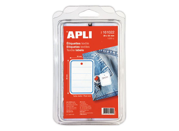 1 Boite de 1000 Étiquettes textiles perforées 39x55mm