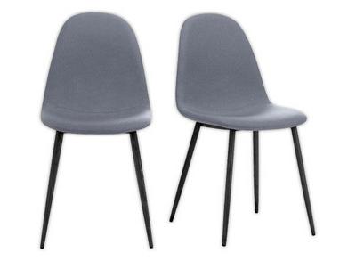 1 Lot de 2 Chaises MUST H87 x P54 x L45 cm pied noir assise grise
