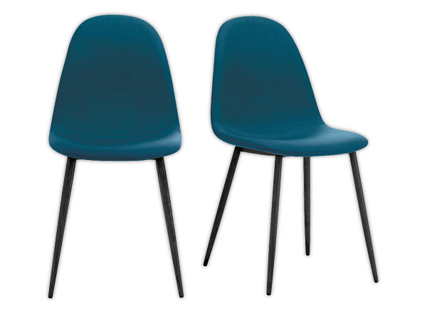 1 Lot de 2 Chaises MUST H87 x P54 x L45 cm pied noir assise bleue
