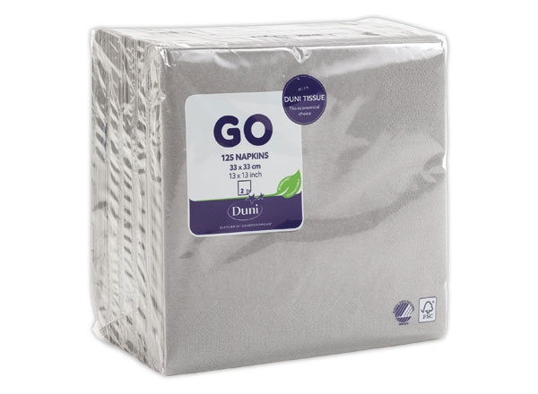 1 Sachet de 125 Serviettes ouatées 2 plis épaisseur 33x33 cm granite