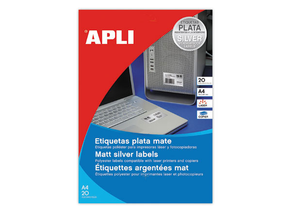 1 Etui de 20 Planches d'étiquettes inaltérables laser 45,7x21,2mm 960 étiq. argent