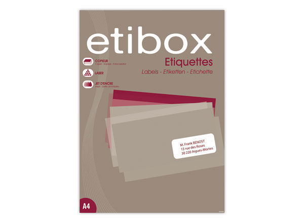 1 Boite de 100 Planches d'étiquettes 70x37 mm par 2400/boîte, rouge