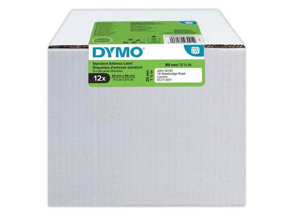1 Boite de 12 Rouleaux de 130 étiquettes blanches 28x89mm pour DYMO Label Writer