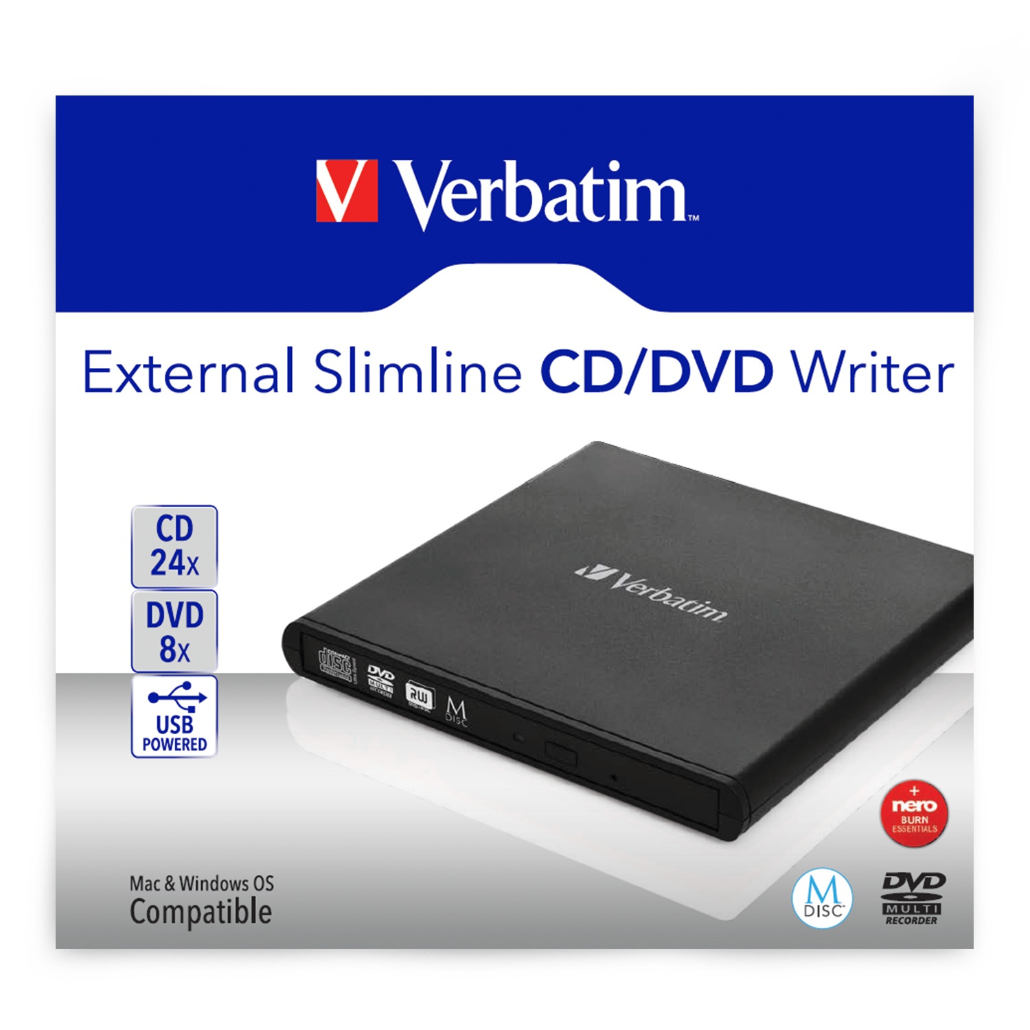 Verbatim Slimline - Lecteur de disque - DVD±RW (±R DL) - USB 2.0 - externe