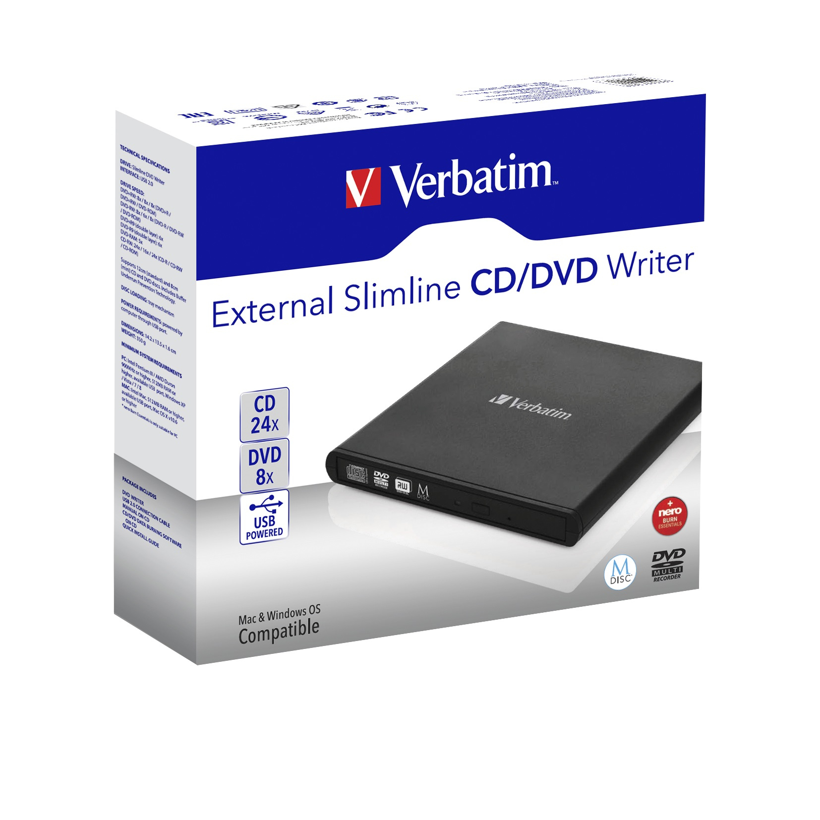 Verbatim Slimline - Lecteur de disque - DVD±RW (±R DL) - USB 2.0 - externe