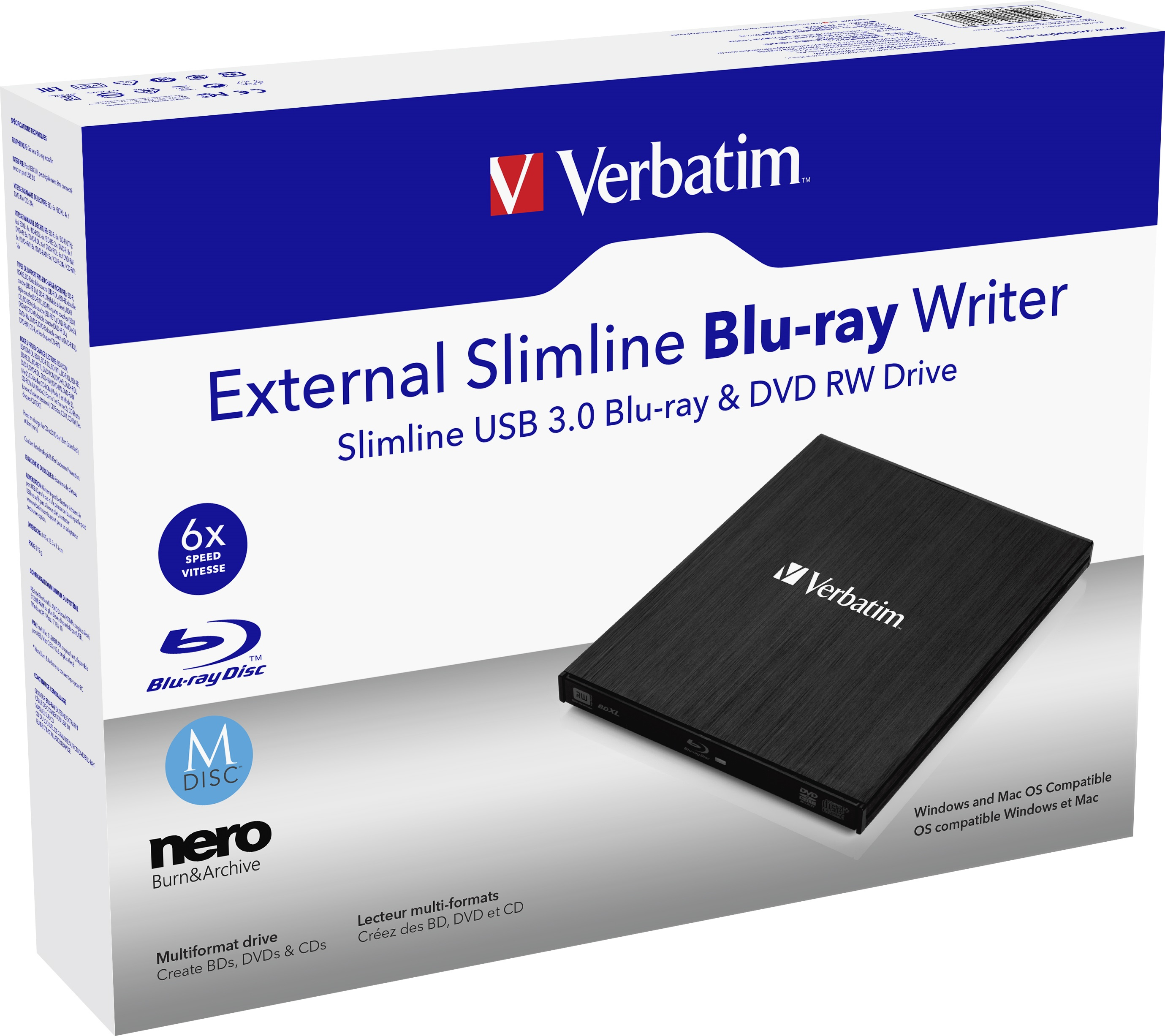 Verbatim Slimline - Lecteur de disque - BDXL Writer - 6x - SuperSpeed USB 3.0 - externe