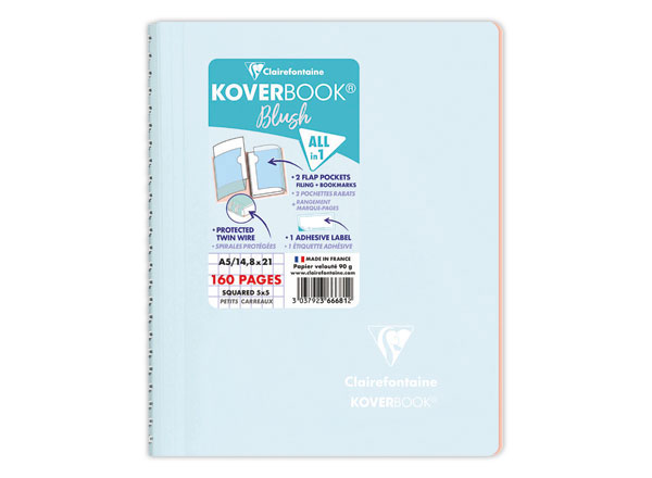 1 Cahier spirale KOVERBOOK Blush A5 160 pages, 5X5, 90g