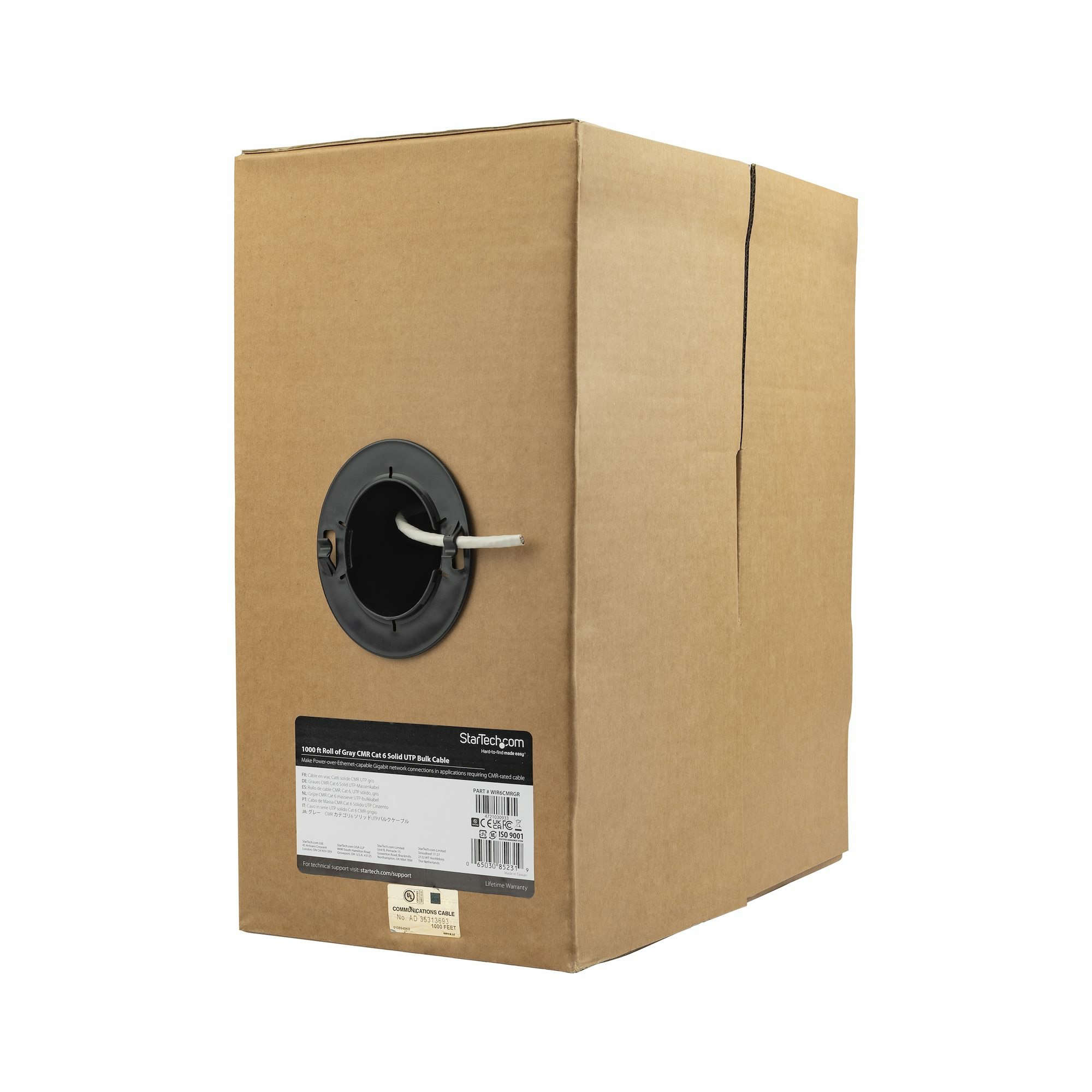 StarTech.com Câble réseau Cat6 UTP ignifuge en vrac de 304,8 m - Gris - Câble en vrac - 304.9 m - UTP - CAT 6 - solide - gris