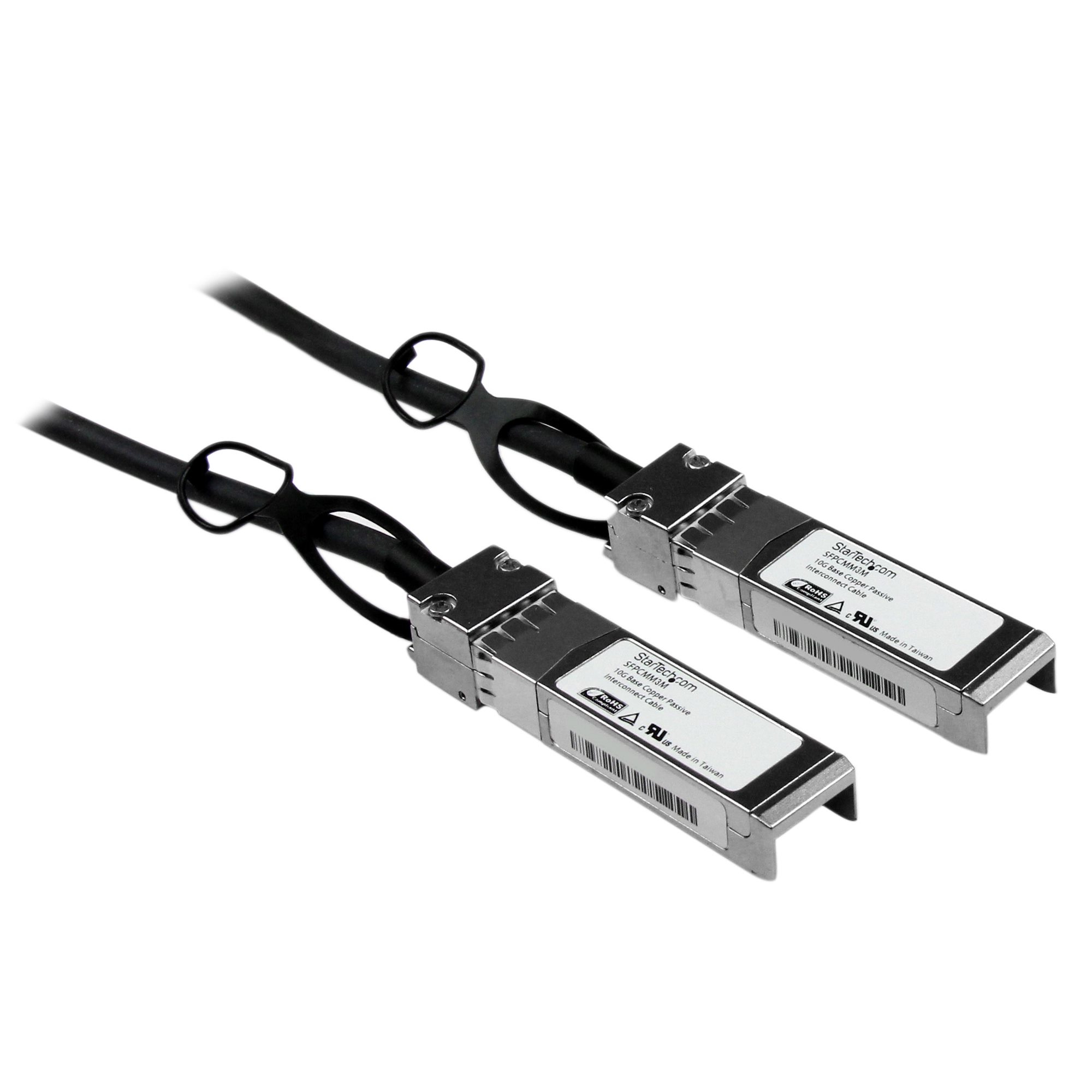 StarTech.com Câble réseau passif SFP+ 10 GbE à connexion directe twinax en cuivre de 3 m - Cordon SFP+ 10GBase-CU compatible Cisco - Câble à attache directe - SFP+ pour SFP+ - 3 m - twinaxial - pour P/N: ET10GSFP, PEX10000SFPI, PEX10GSFP, PEX10GSFP4I, PEX