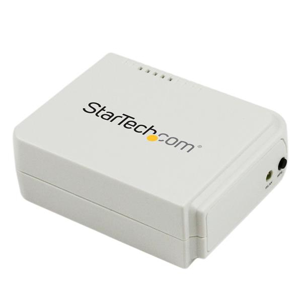 StarTech.com Serveur d'impression USB 2.0 sans fil N avec port Ethernet 10/100 Mb/s - 802.11 b/g/n  et 150 Mb/s - Blanc - Serveur d'impression - USB 2.0 - 10/100 Ethernet x 1 - blanc