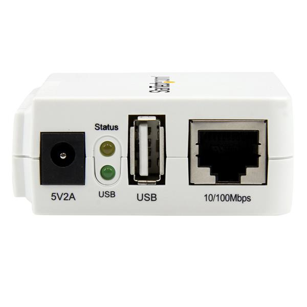 StarTech.com Serveur d'impression USB 2.0 sans fil N avec port Ethernet 10/100 Mb/s - 802.11 b/g/n  et 150 Mb/s - Blanc - Serveur d'impression - USB 2.0 - 10/100 Ethernet x 1 - blanc