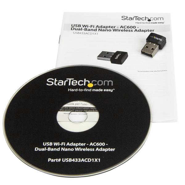 StarTech.com Adaptateur USB WiFi - AC600 - Adaptateur réseau sans fil nano bi-bande 802.11ac 1T1R - 2,4 GHz / 5 GHz (USB433ACD1X1) - Adaptateur réseau - USB 2.0 - Wi-Fi 5 - noir